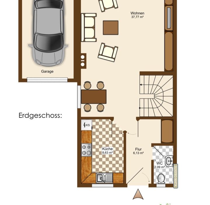 Rödersheim / Neuwertige, gepflegte Doppelhaushälfte mit Dachstudio